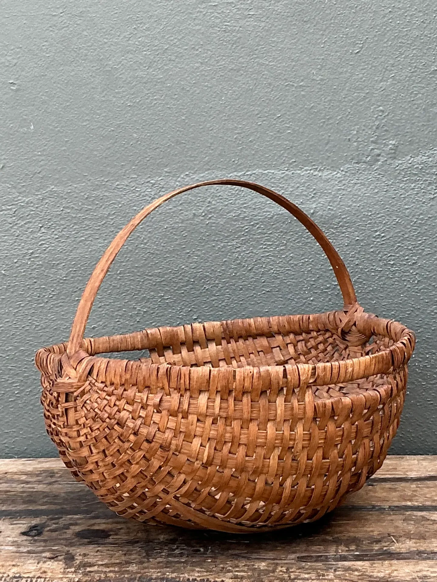 Vintage Handwoven Shaker Rattan Basket — additional photo 4