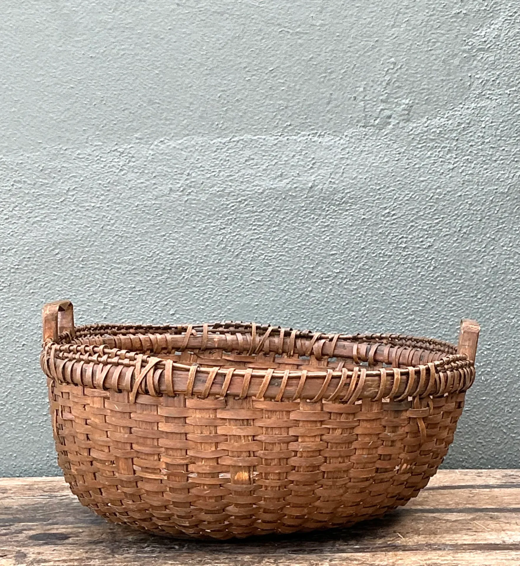 Vintage Woven Rattan Shaker Basket with Handles — additional photo 7