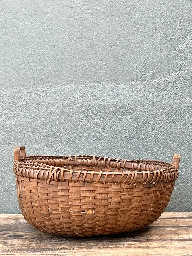 Vintage Woven Rattan Shaker Basket with Handles — additional photo 4