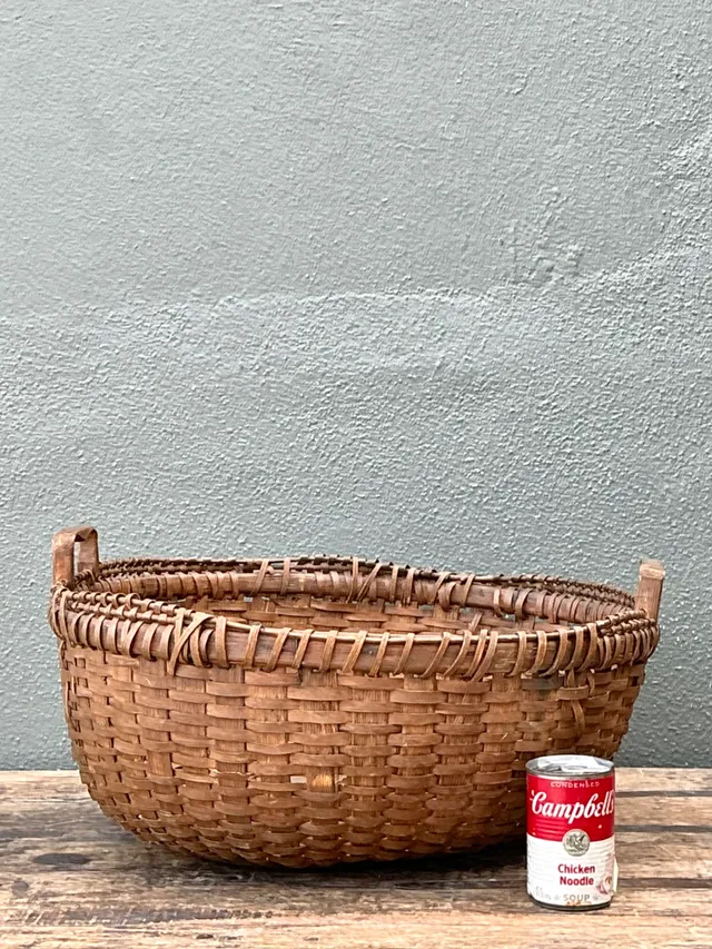 Vintage Woven Rattan Shaker Basket with Handles — additional photo 6