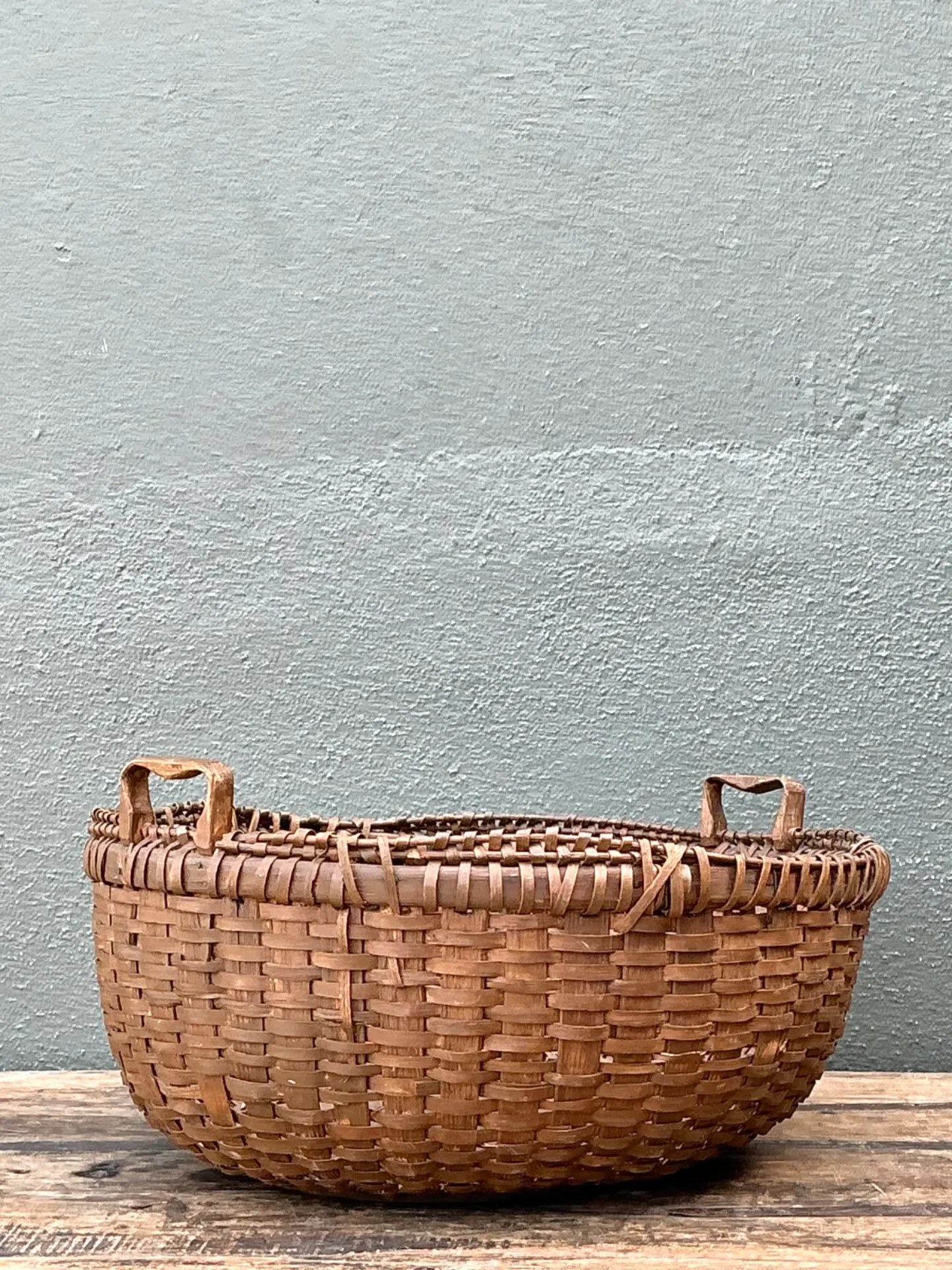 Vintage Woven Rattan Shaker Basket with Handles — additional photo 3