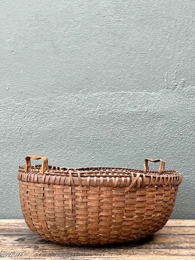 Vintage Woven Rattan Shaker Basket with Handles — additional photo 3