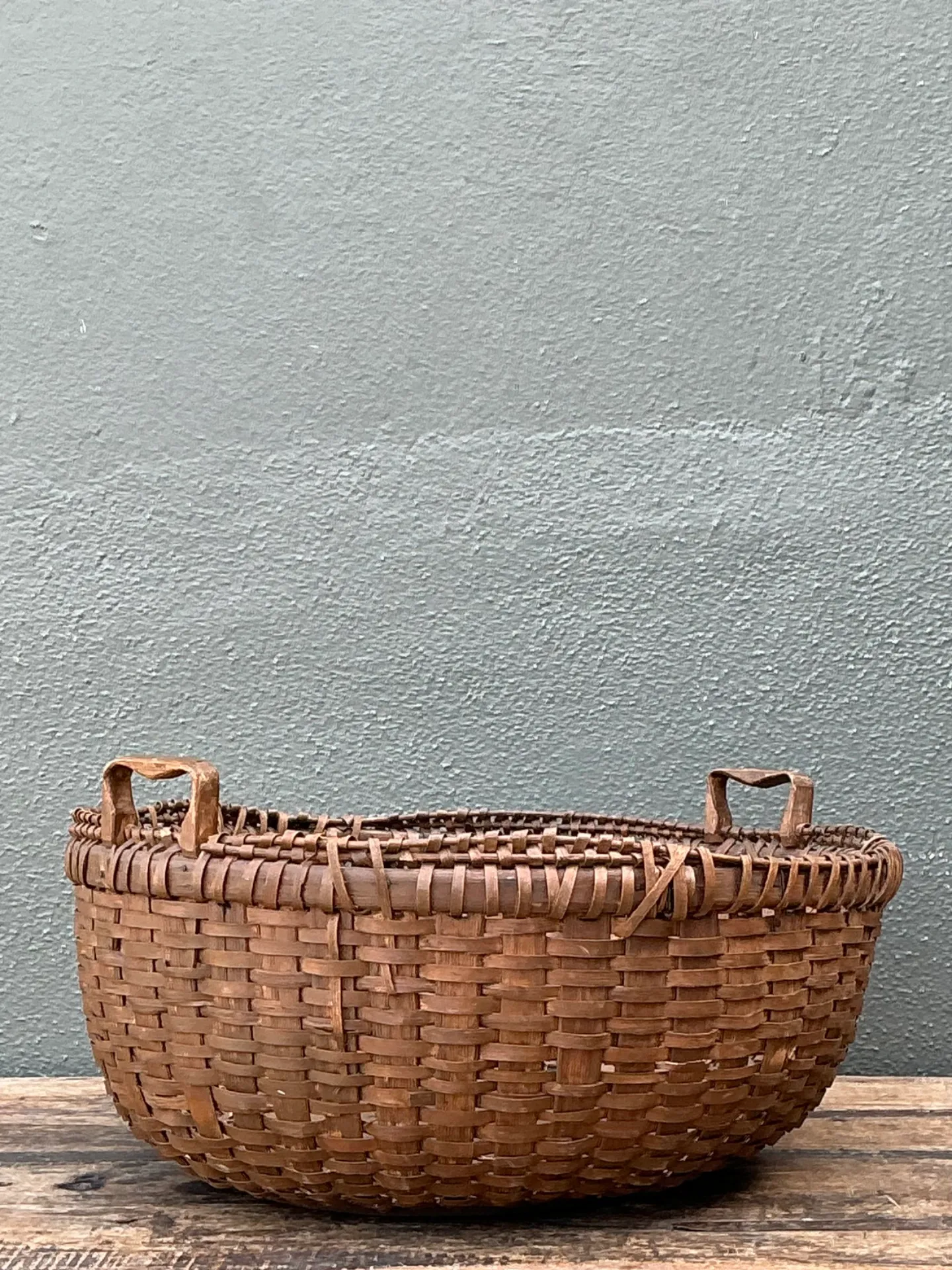 Vintage Woven Rattan Shaker Basket with Handles — additional photo 1