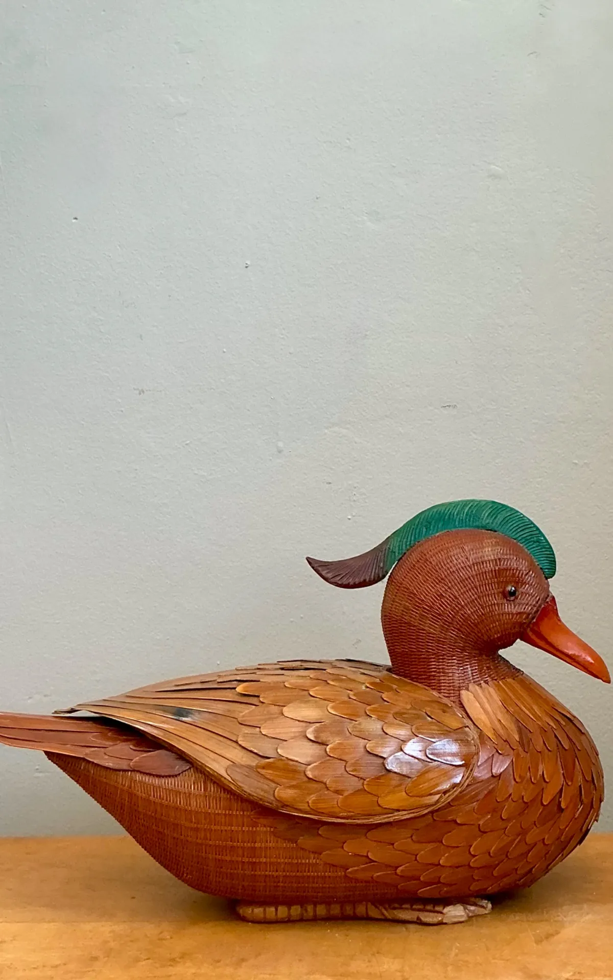 Vintage Shanghai Handicrafts woven Duck with hidden compartment under wings — additional photo 8