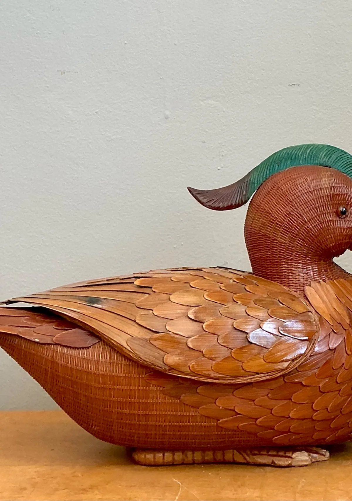 Vintage Shanghai Handicrafts woven Duck with hidden compartment under wings — additional photo 7