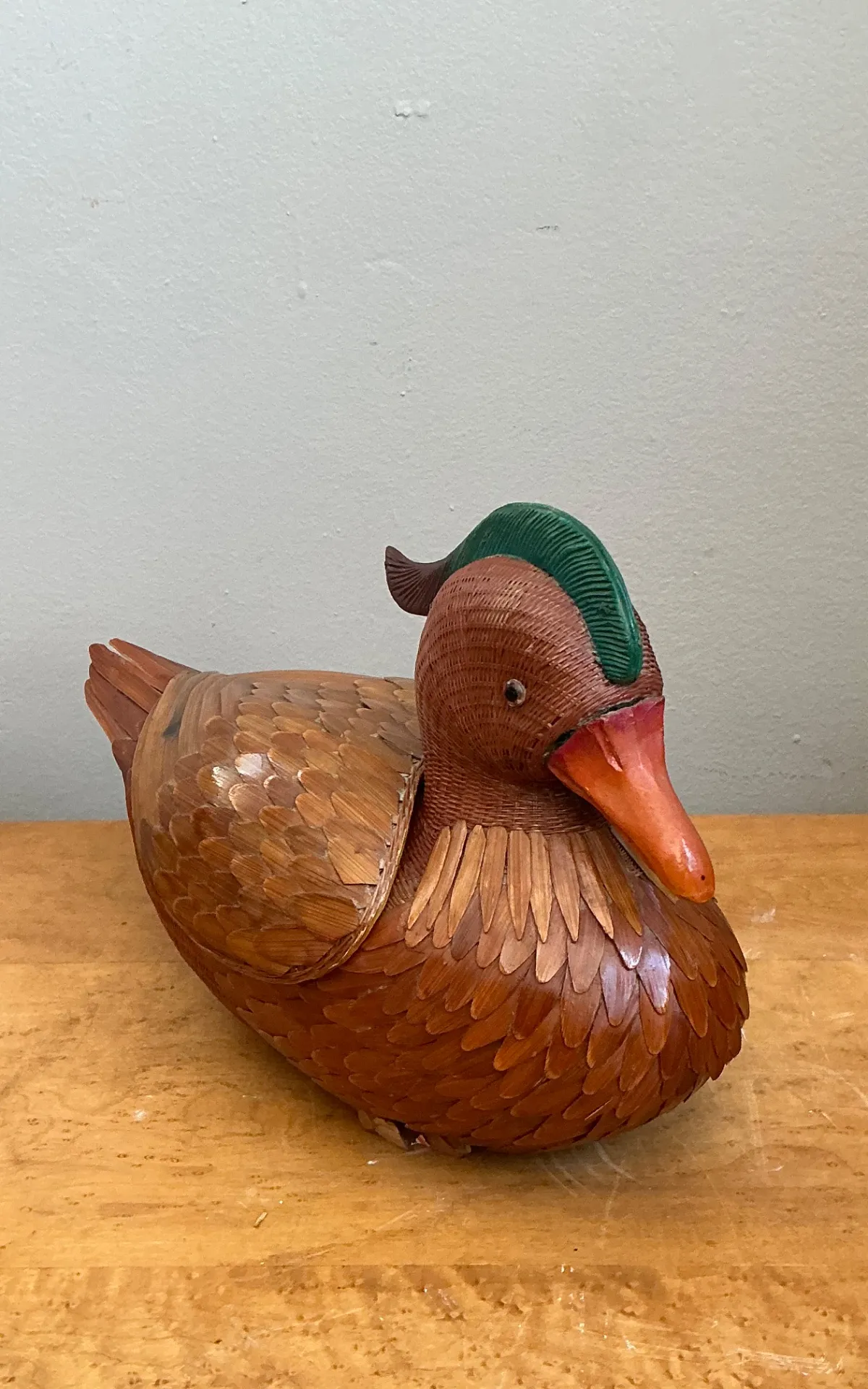 Vintage Shanghai Handicrafts woven Duck with hidden compartment under wings — additional photo 4