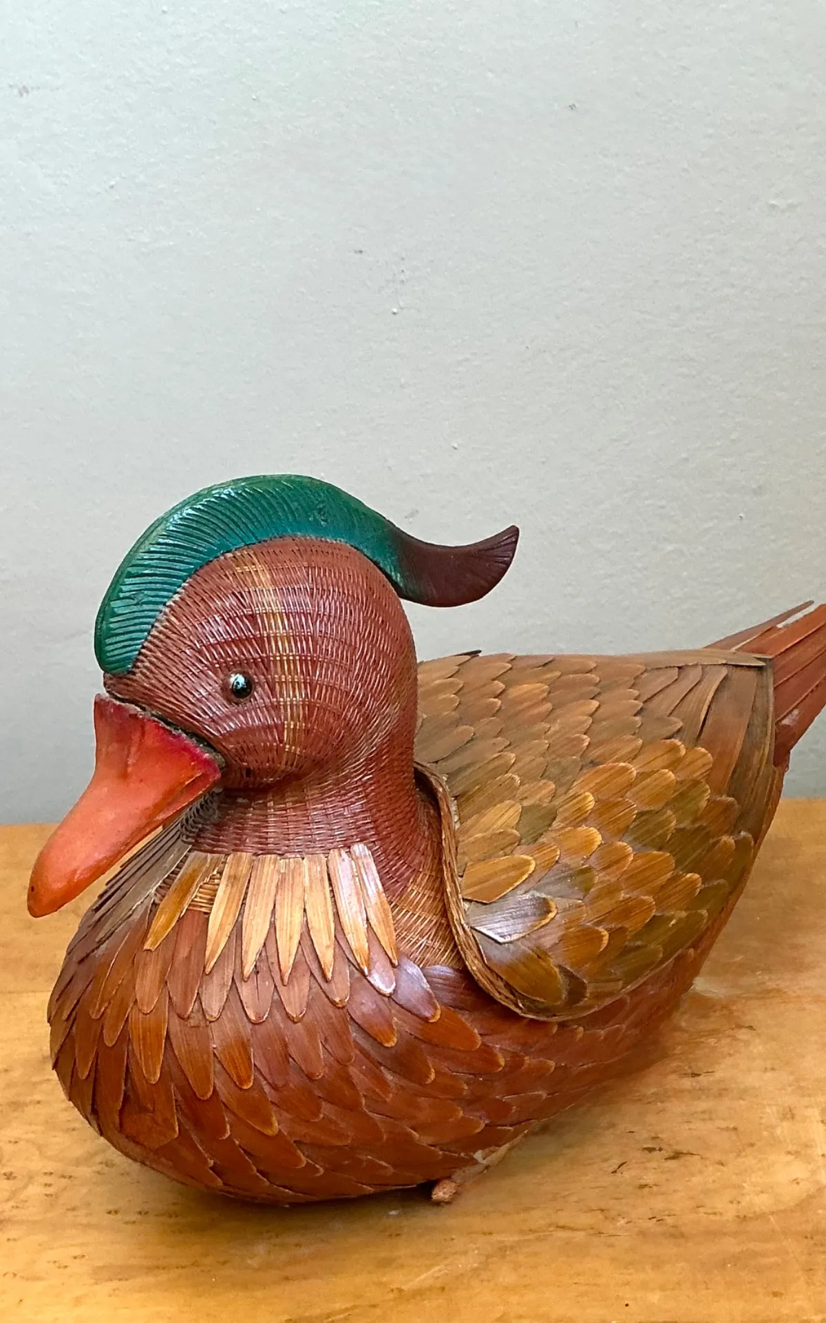 Vintage Shanghai Handicrafts woven Duck with hidden compartment under wings — additional photo 6