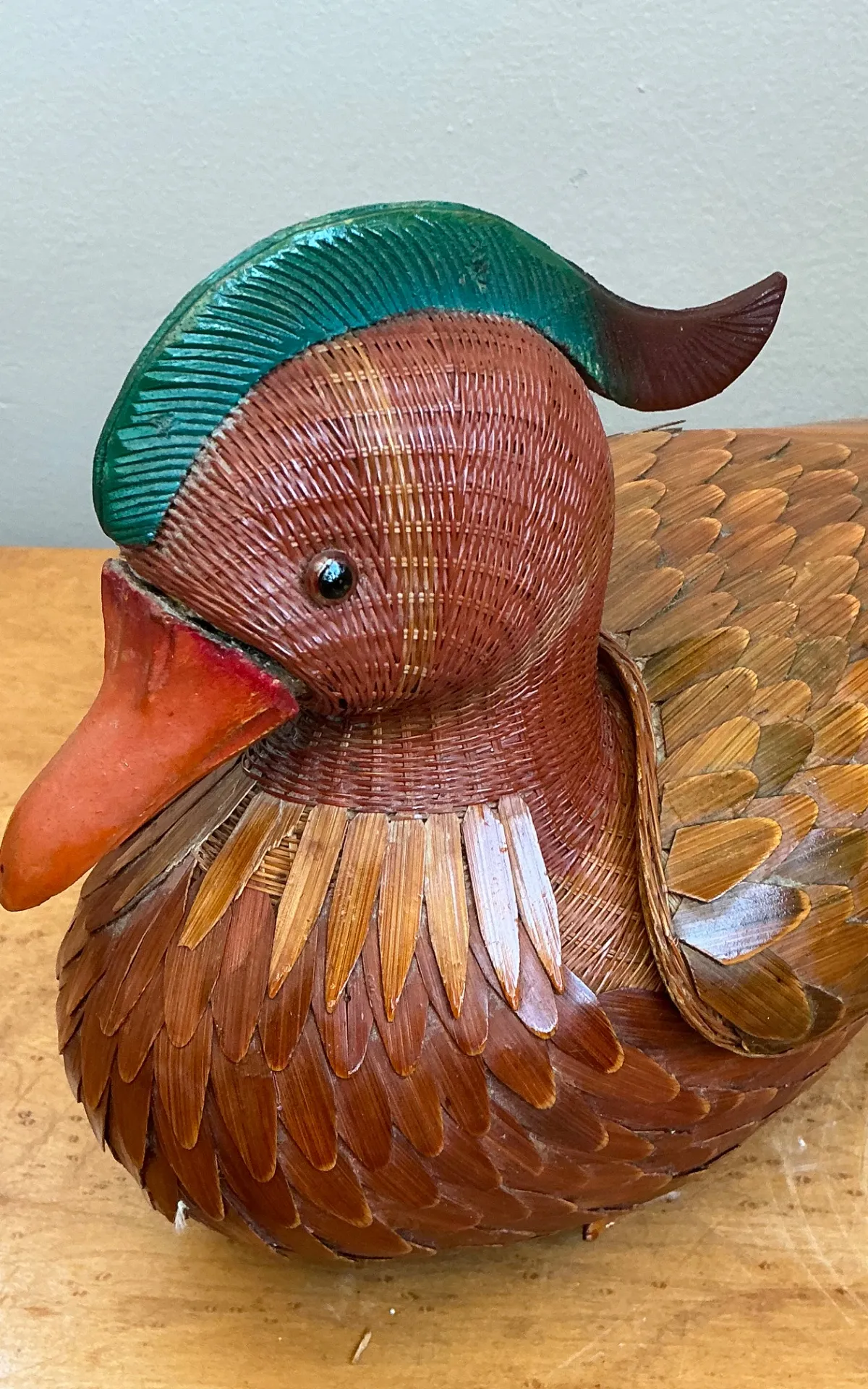 Vintage Shanghai Handicrafts woven Duck with hidden compartment under wings — additional photo 2