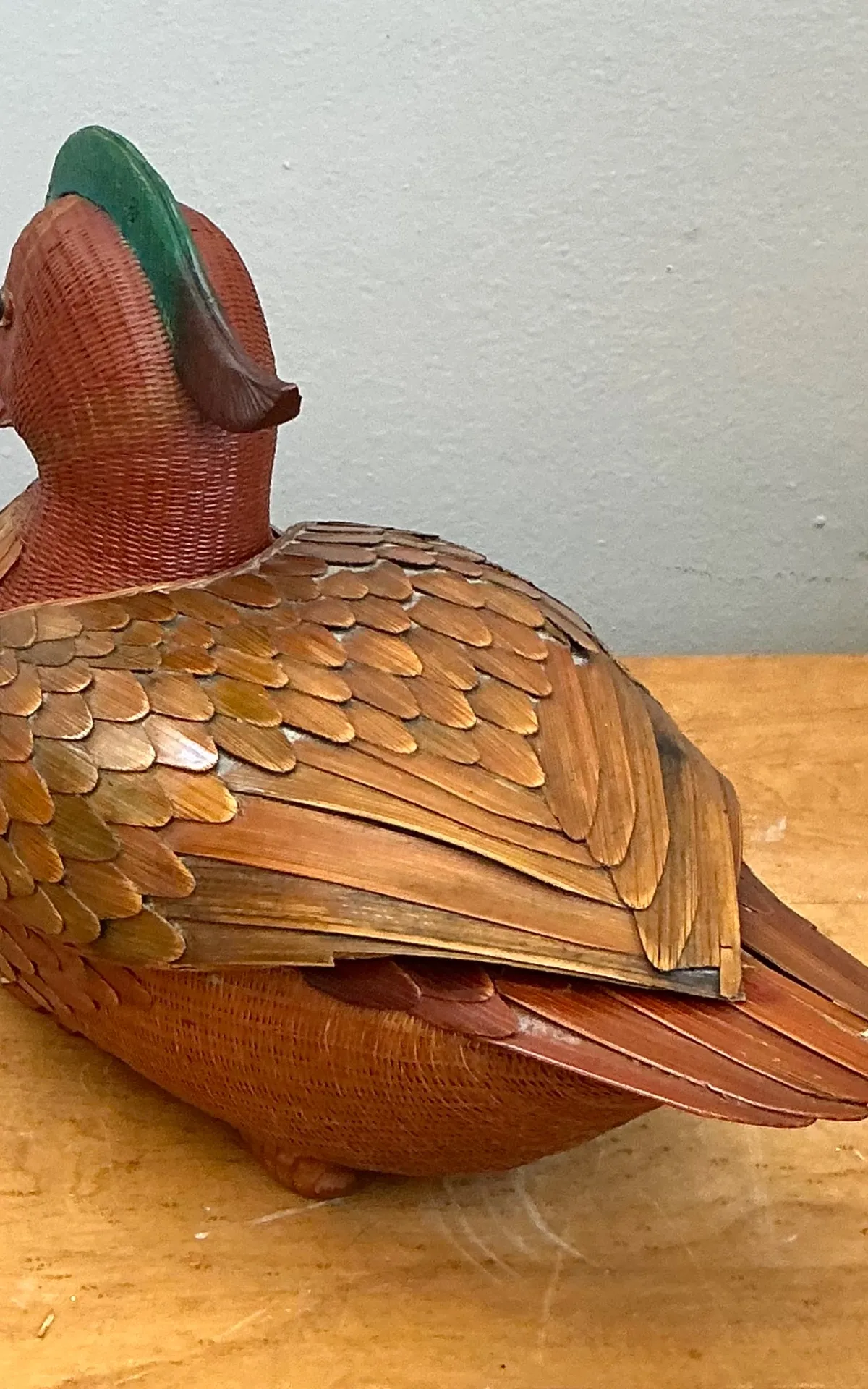 Vintage Shanghai Handicrafts woven Duck with hidden compartment under wings — additional photo 5