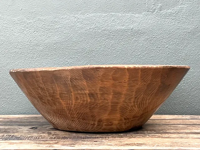 Vintage Monumental Rustic Carved Wood Bowl — additional photo 1