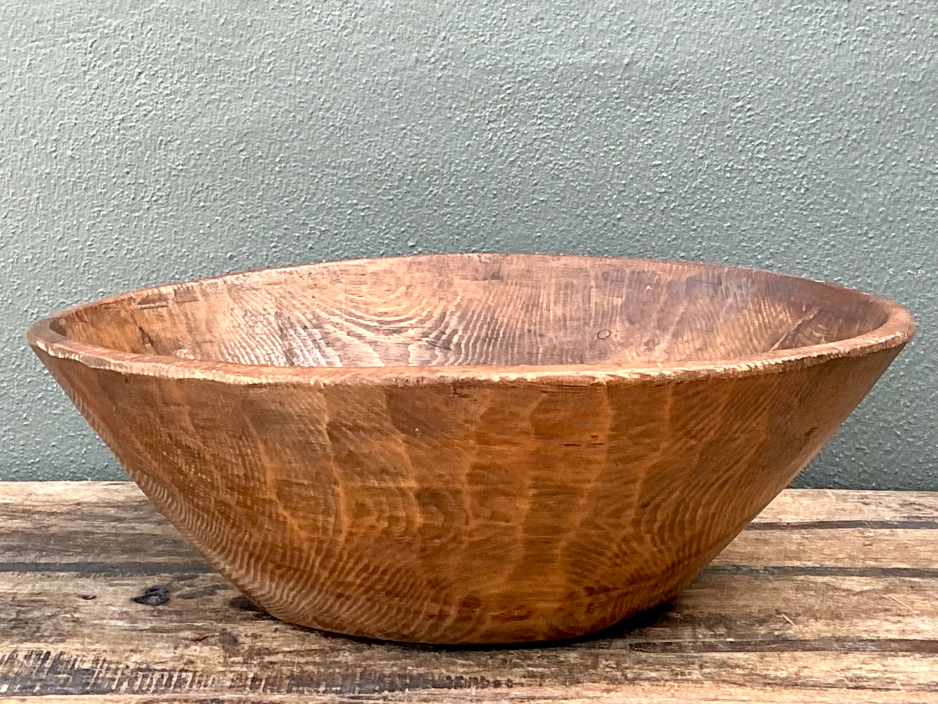 Vintage Monumental Rustic Carved Wood Bowl — additional photo 2