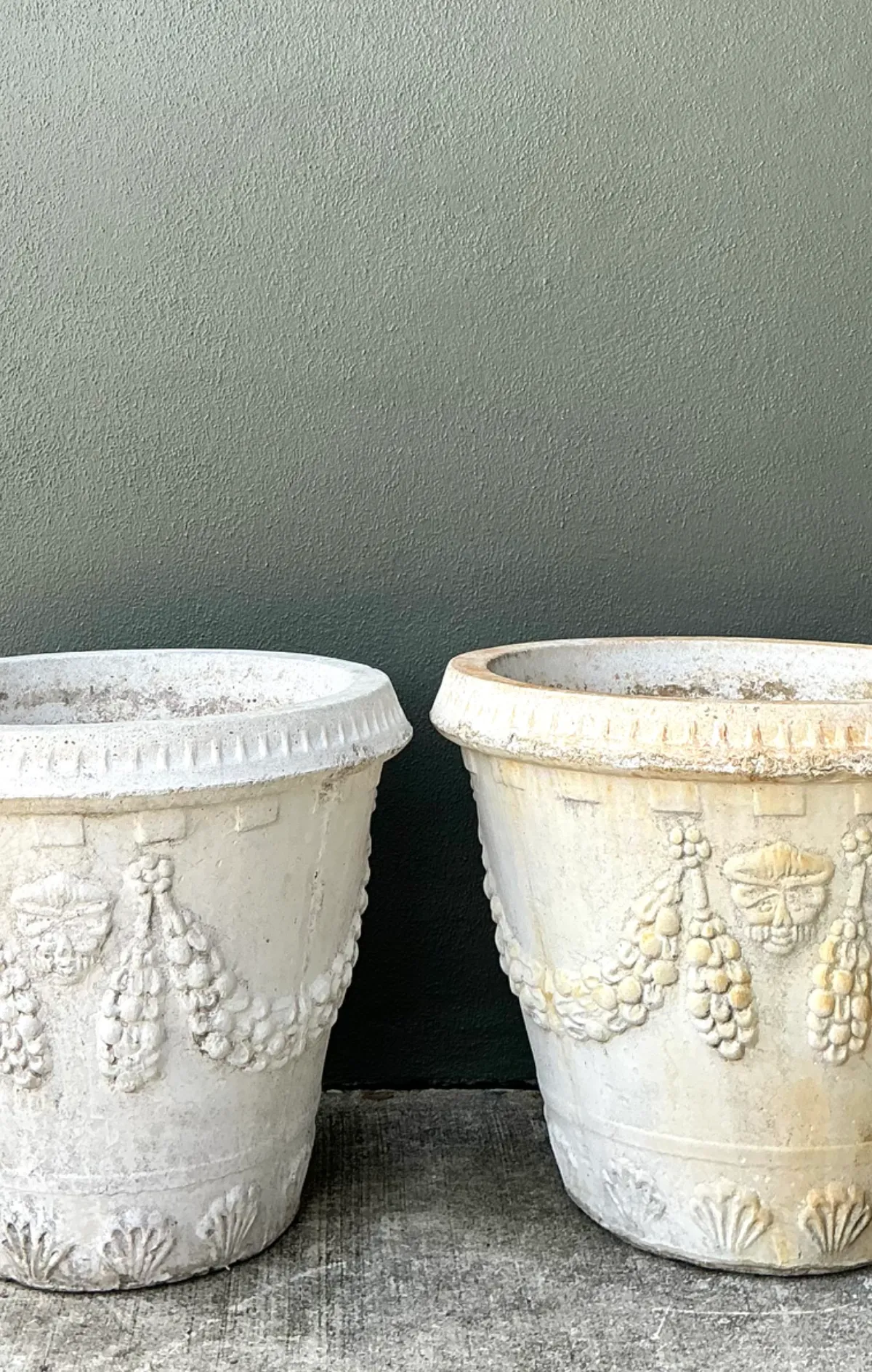 Vintage Cement Swag Embellished Planters - Pair — additional photo 3