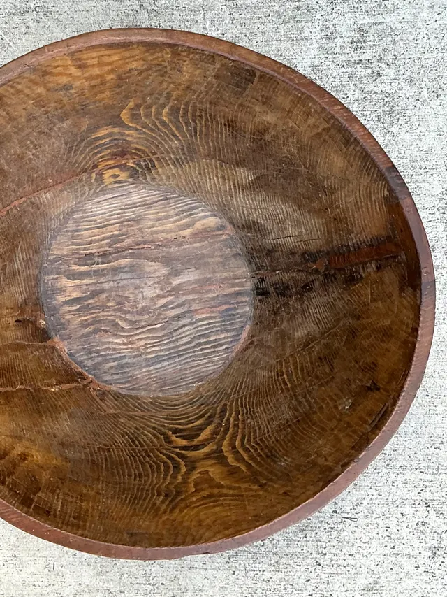 Vintage Monumental Rustic Carved Wood Bowl — additional photo 8