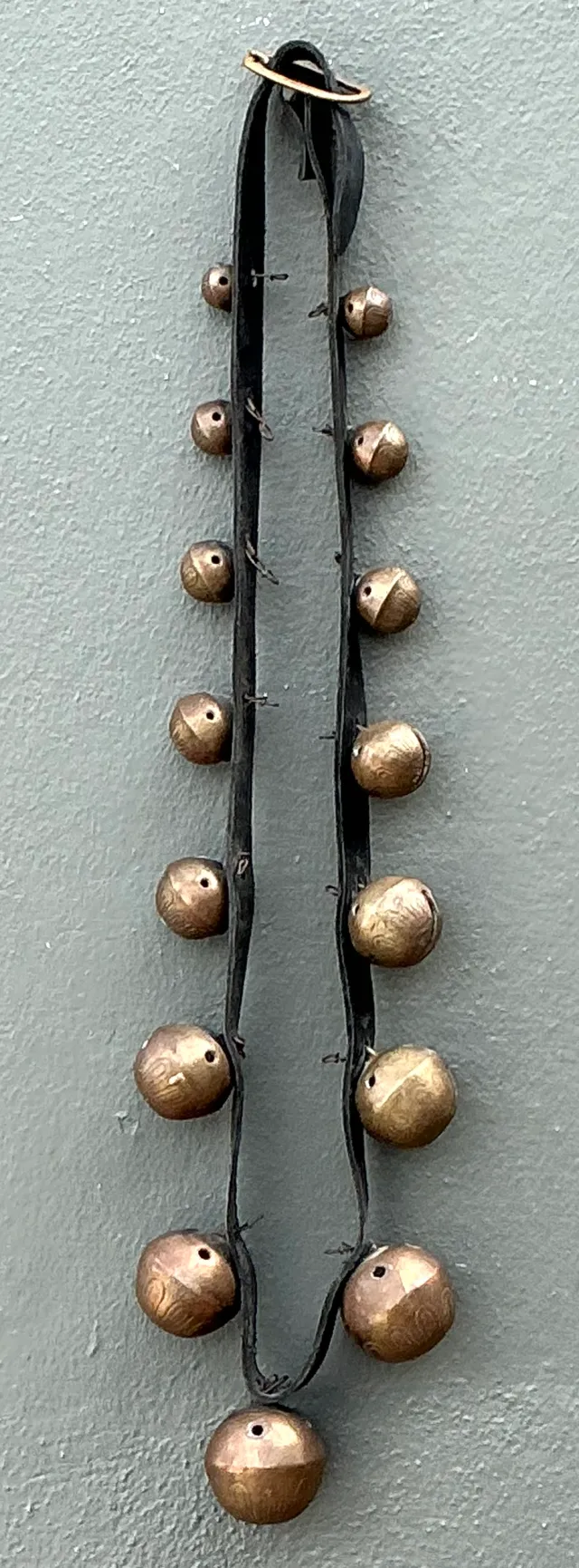 Vintage Brass Sleigh Bells on Leather Strap — additional photo 3
