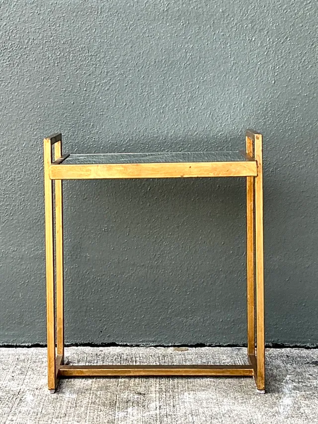 Vintage Metal and Mirrored Glass Side Table — additional photo 2