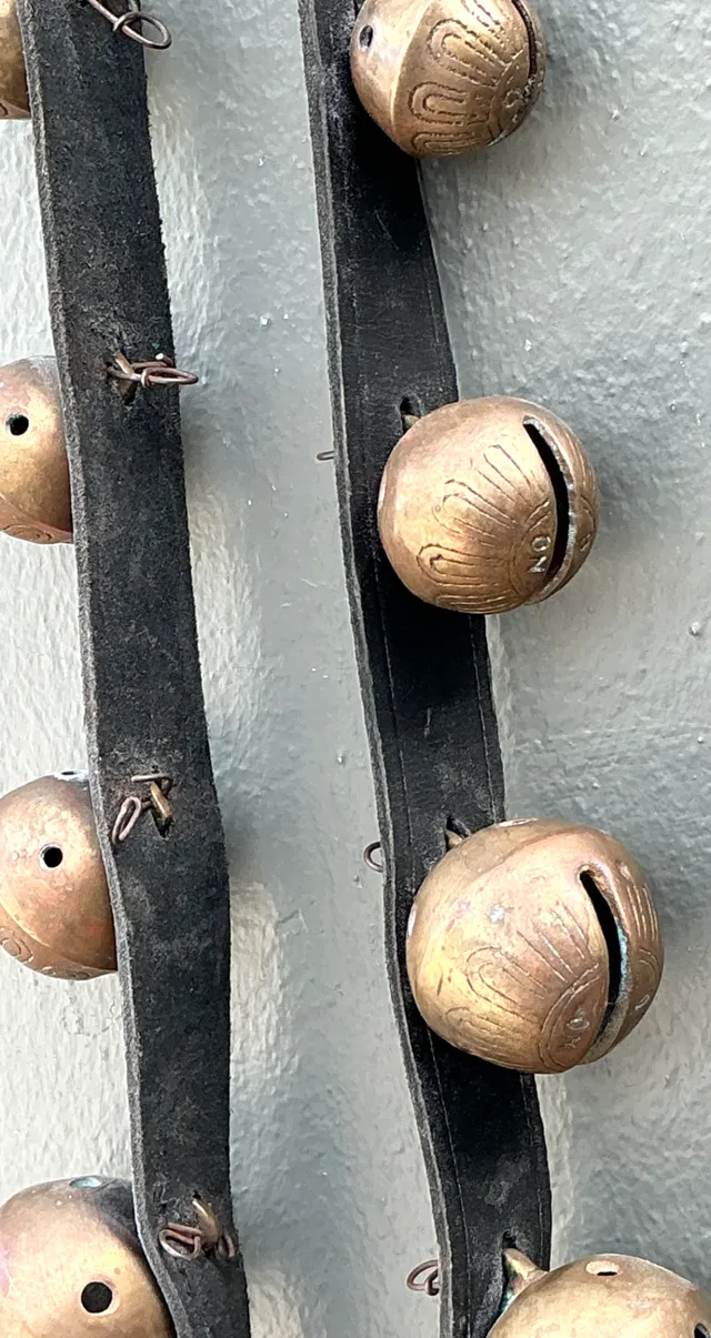 Vintage Brass Sleigh Bells on Leather Strap — additional photo 5