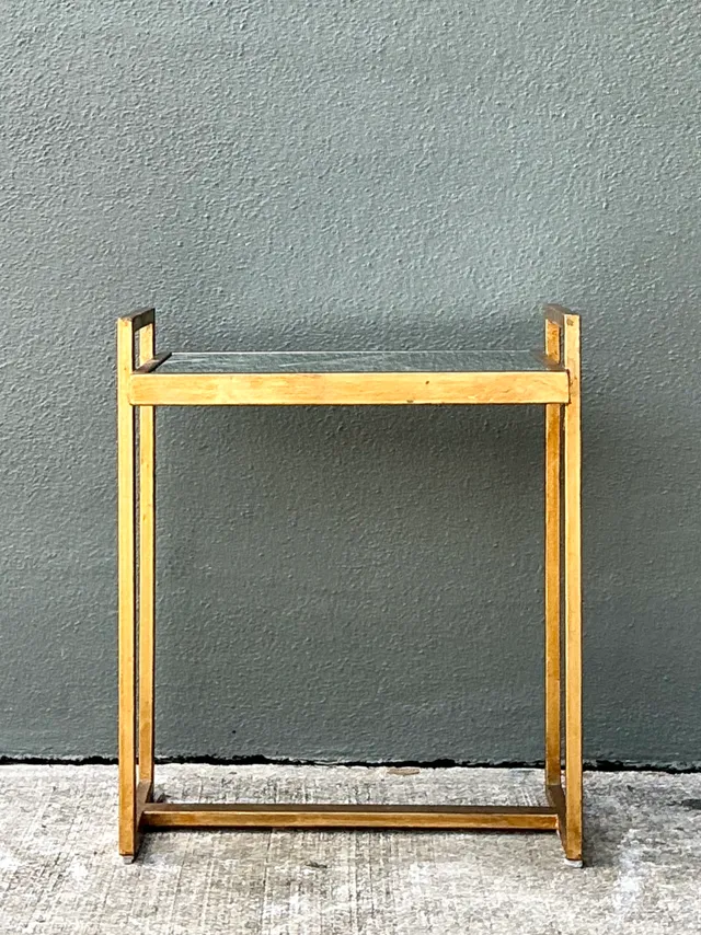 Vintage Metal and Mirrored Glass Side Table — additional photo 4