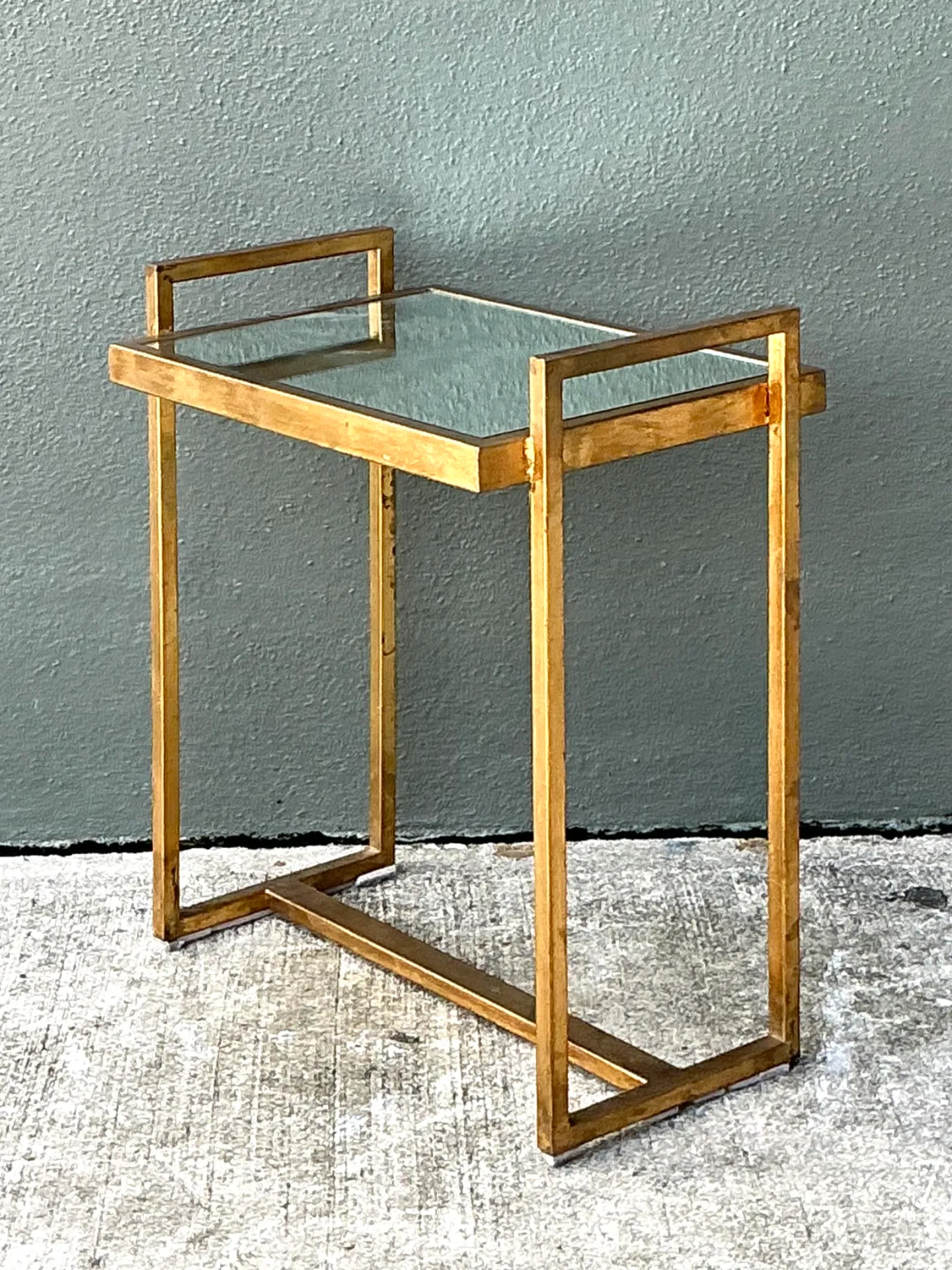 Vintage Metal  and Mirrored Glass Side Table — additional photo 1