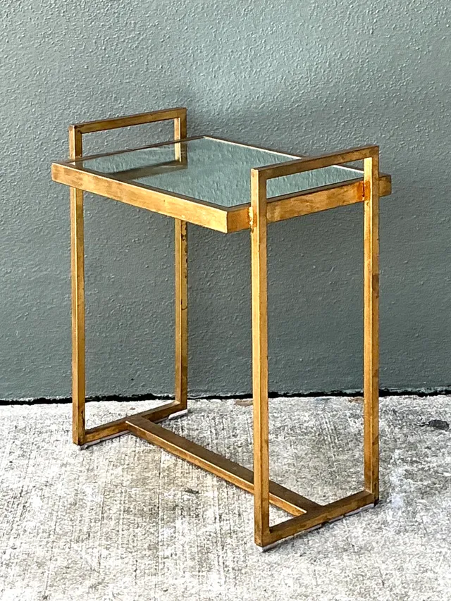 Vintage Metal and Mirrored Glass Side Table — additional photo 1