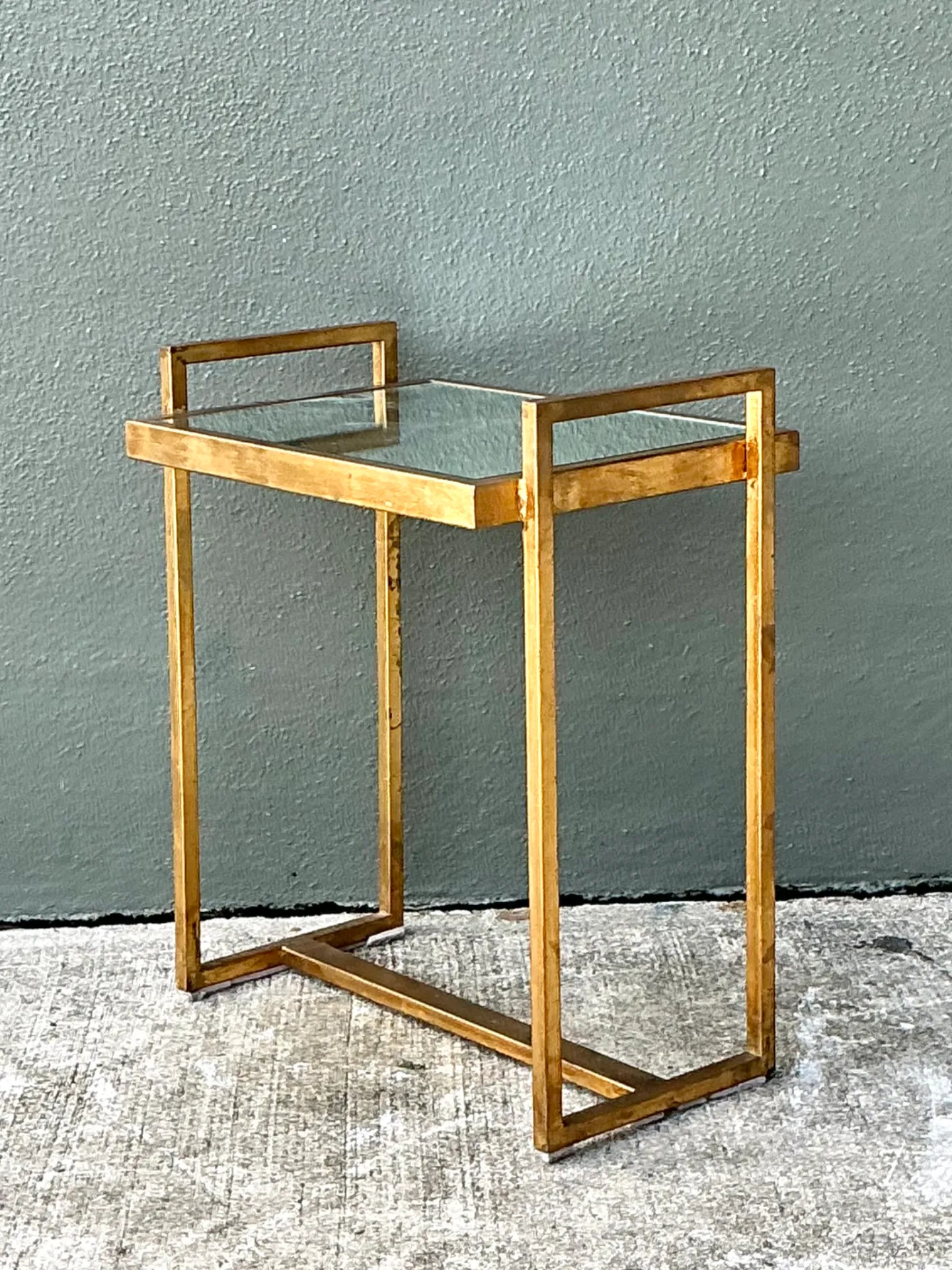 Vintage Metal  and Mirrored Glass Side Table — additional photo 3