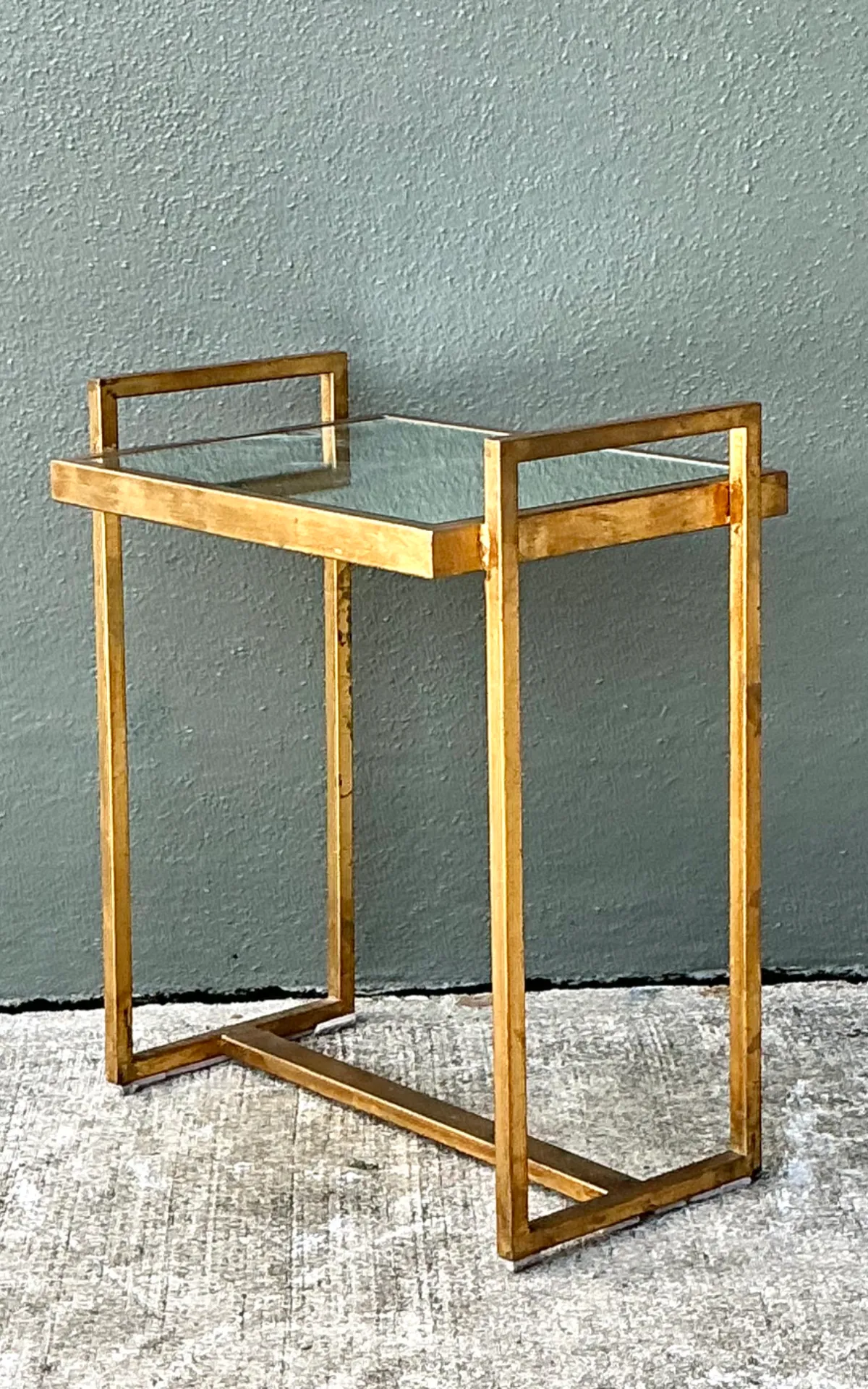 Vintage Metal  and Mirrored Glass Side Table — additional photo 3