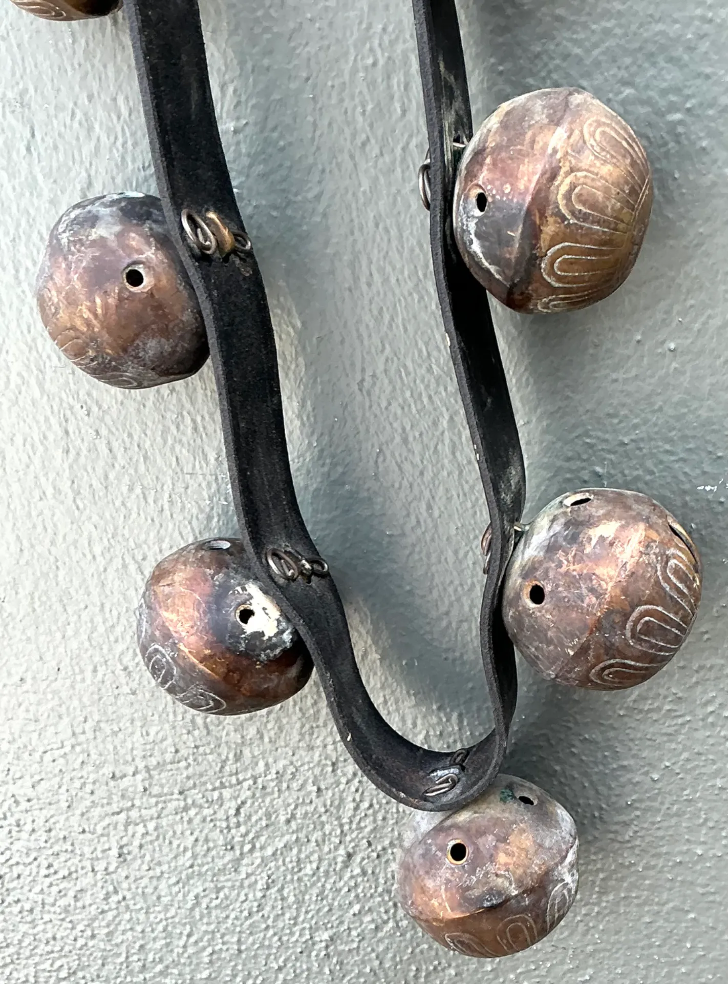Vintage Brass Sleigh Bells on Leather Strap — additional photo 7