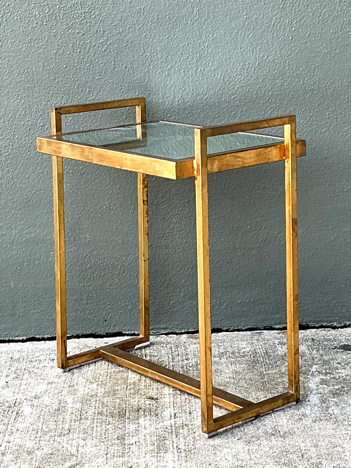 Vintage Metal  and Mirrored Glass Side Table — additional photo 5