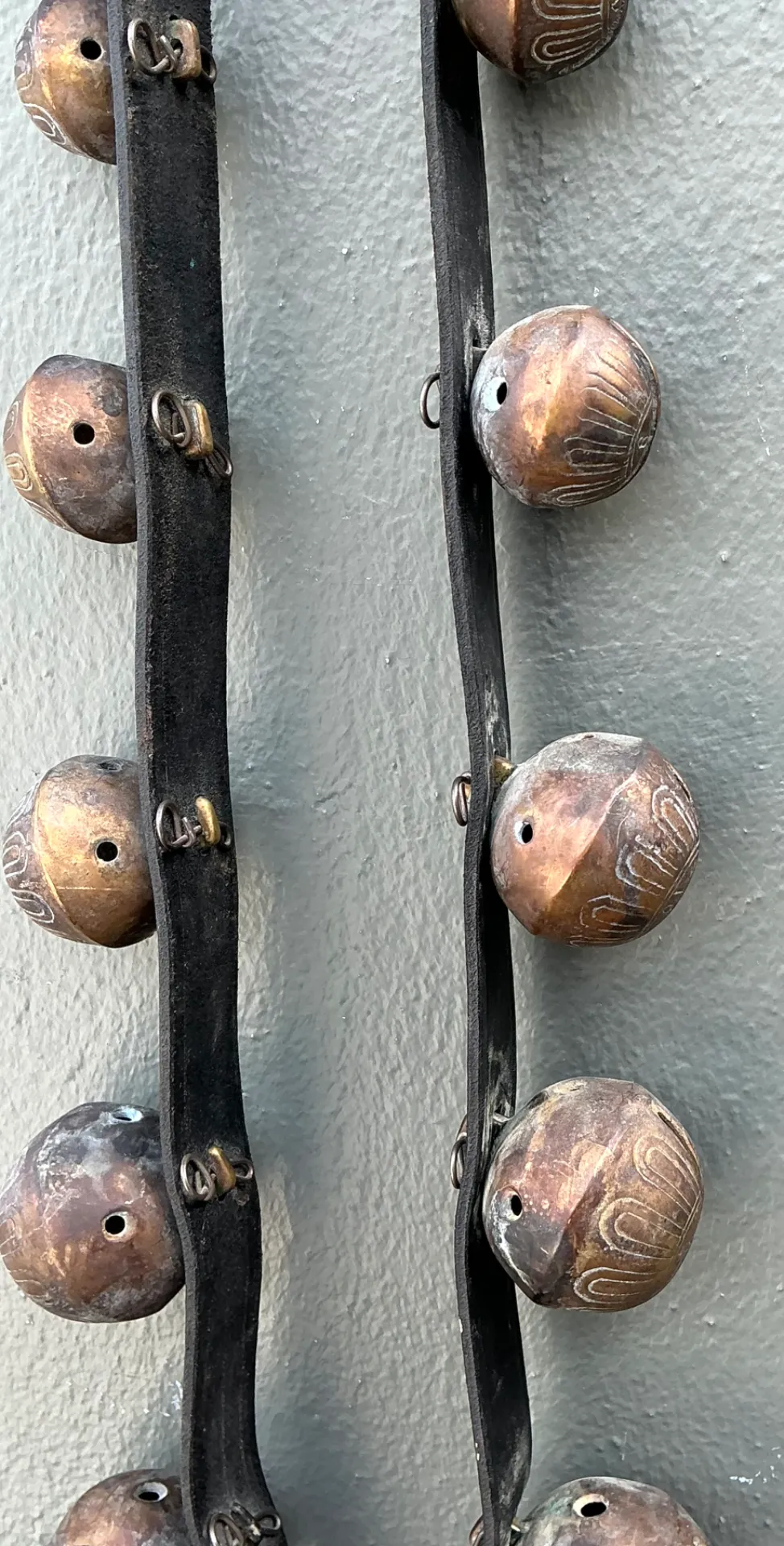 Vintage Brass Sleigh Bells on Leather Strap — additional photo 2