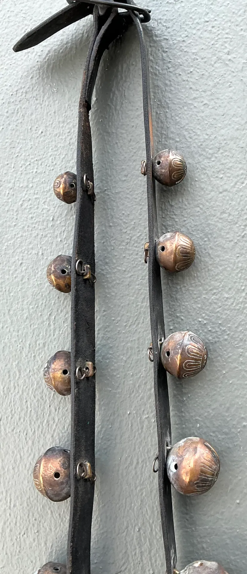 Vintage Brass Sleigh Bells on Leather Strap — additional photo 4