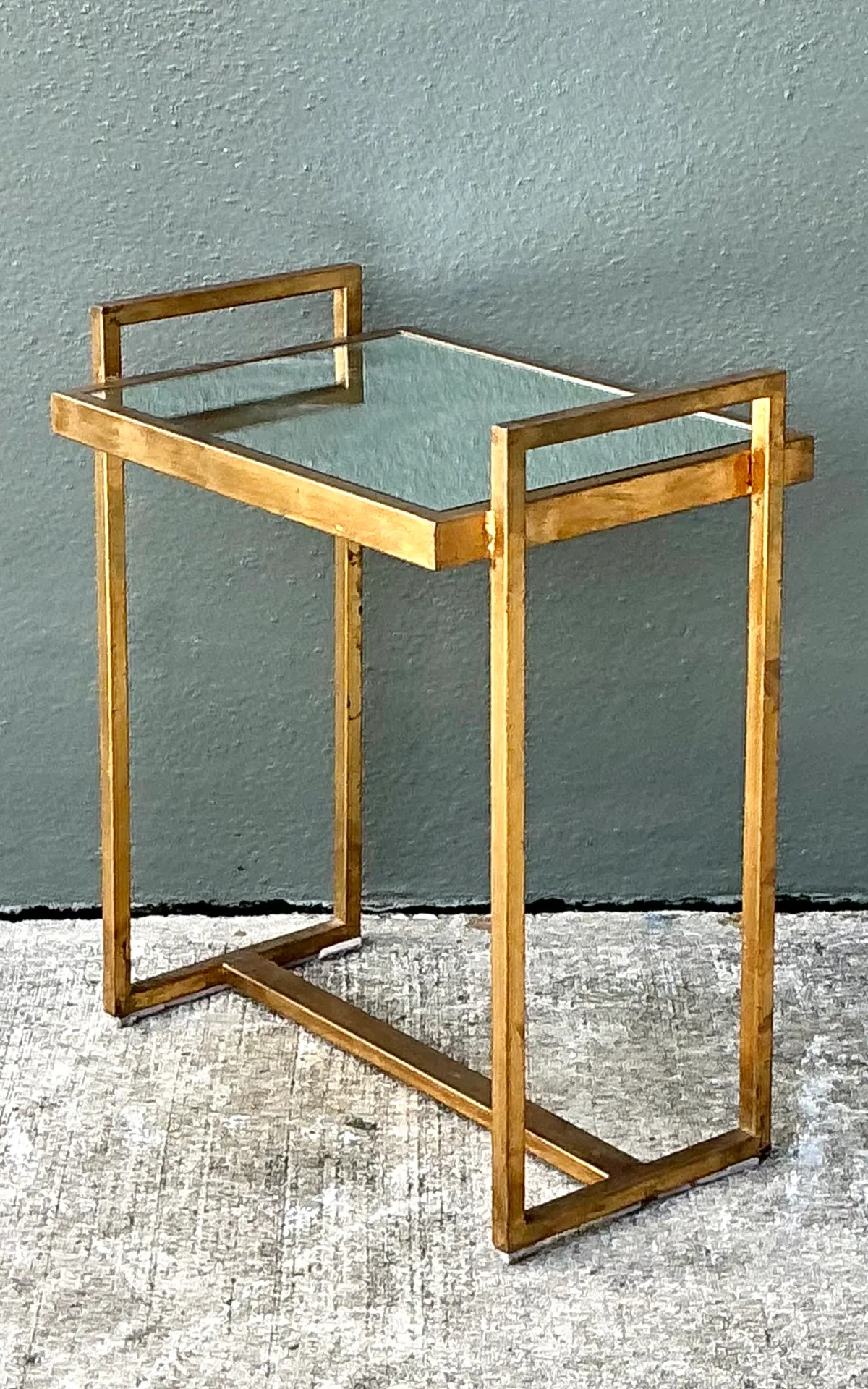 Vintage Metal and Mirrored Glass Side Table — additional photo 7