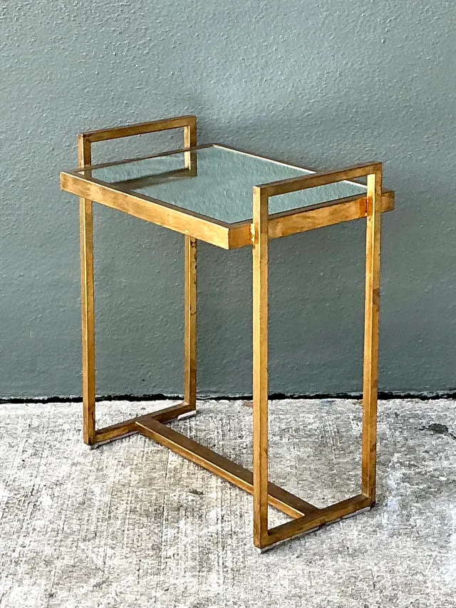 Vintage Metal and Mirrored Glass Side Table — additional photo 7
