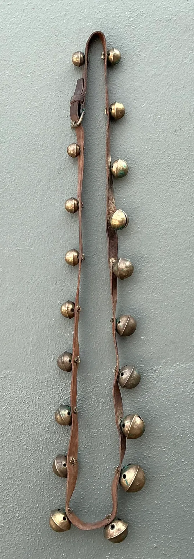 Vintage Brass Sleigh Bells on Leather Strap — additional photo 4