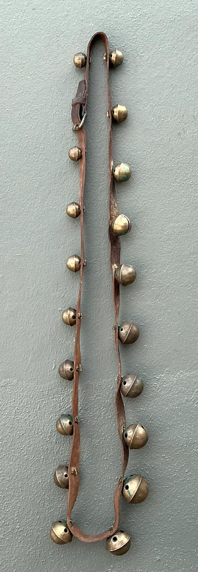 Vintage Brass Sleigh Bells on Leather Strap — additional photo 4