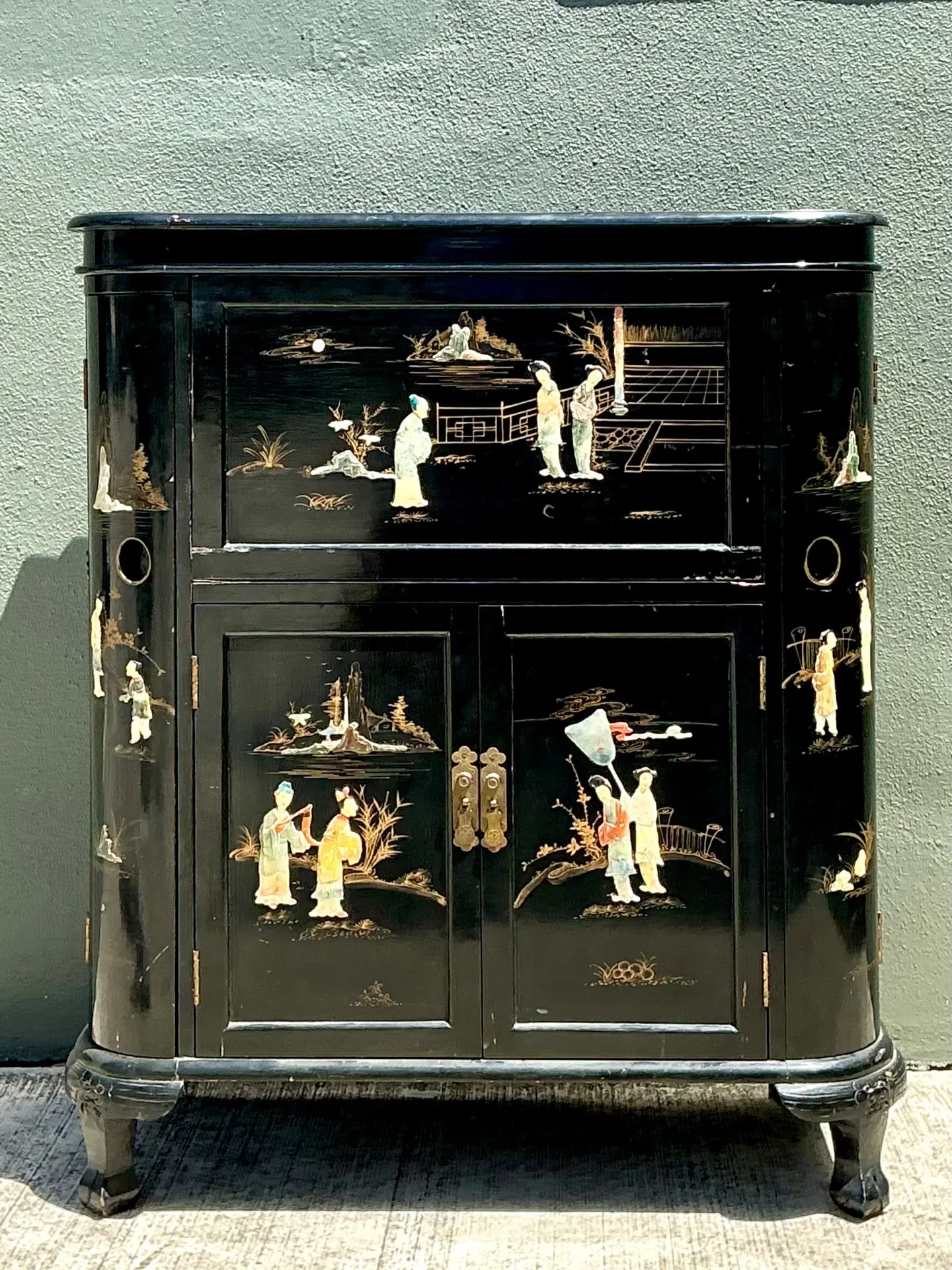 Vintage Black Lacquered Chinoiserie Dry Bar — additional photo 8