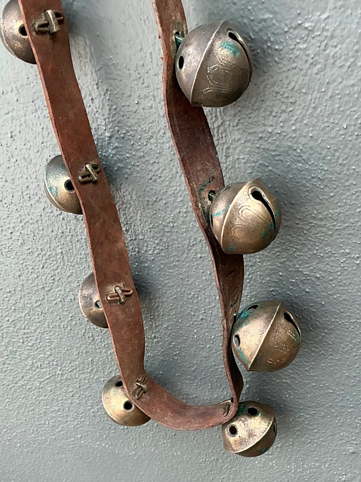 Vintage Brass Sleigh Bells on Leather Strap — additional photo 6