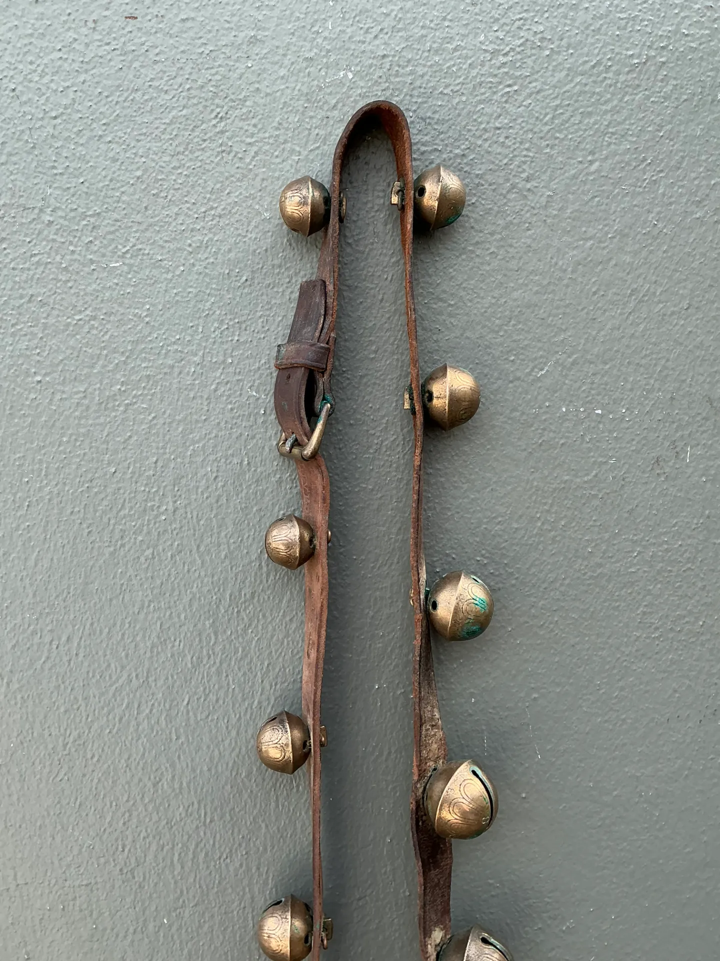 Vintage Brass Sleigh Bells on Leather Strap — additional photo 5