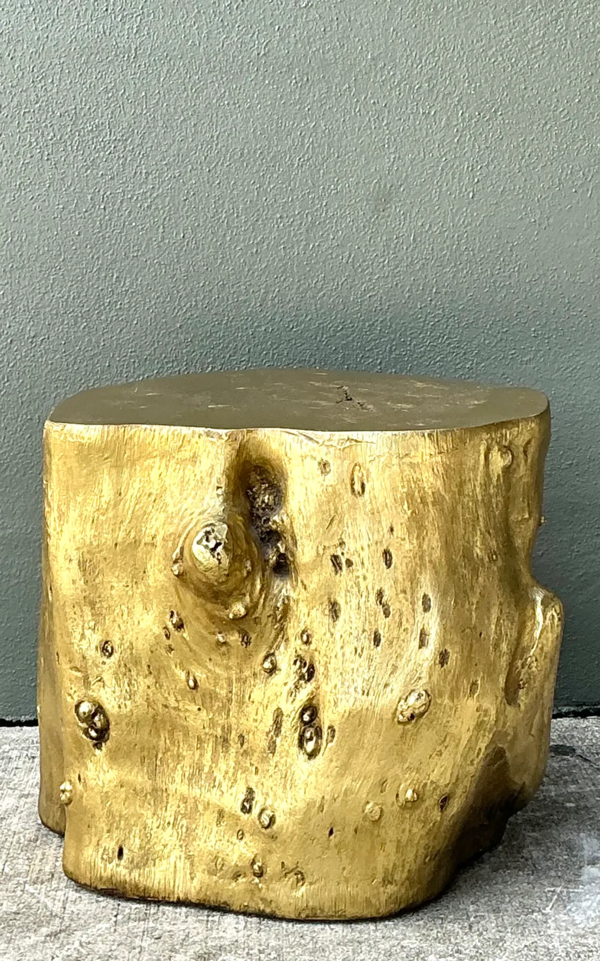 Vintage Gold Tree Trunk Side Table