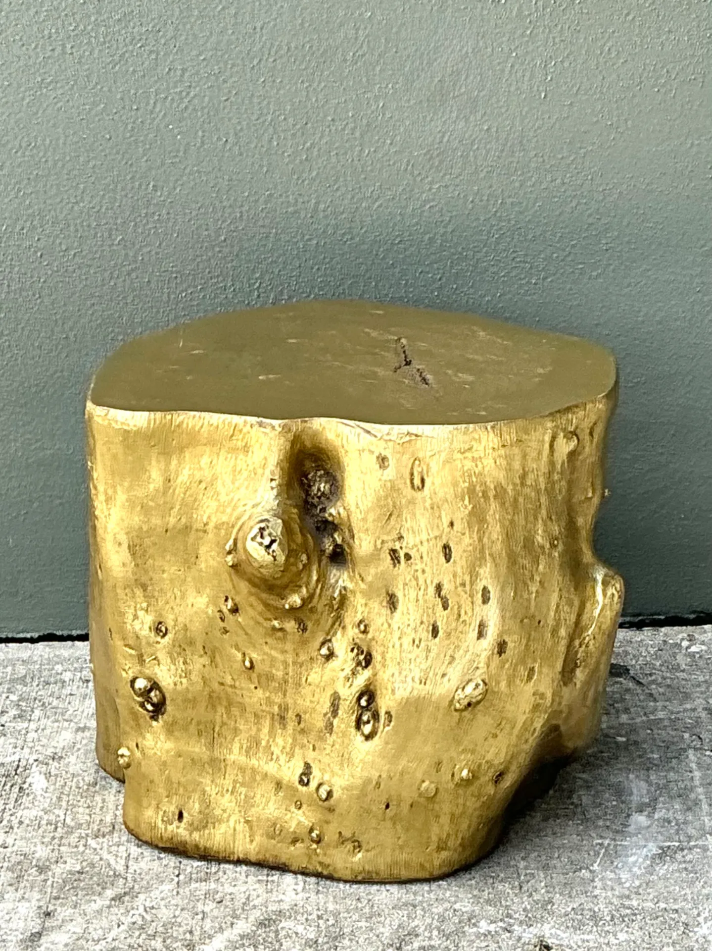 Vintage Gold Tree Trunk Side Table — additional photo 3