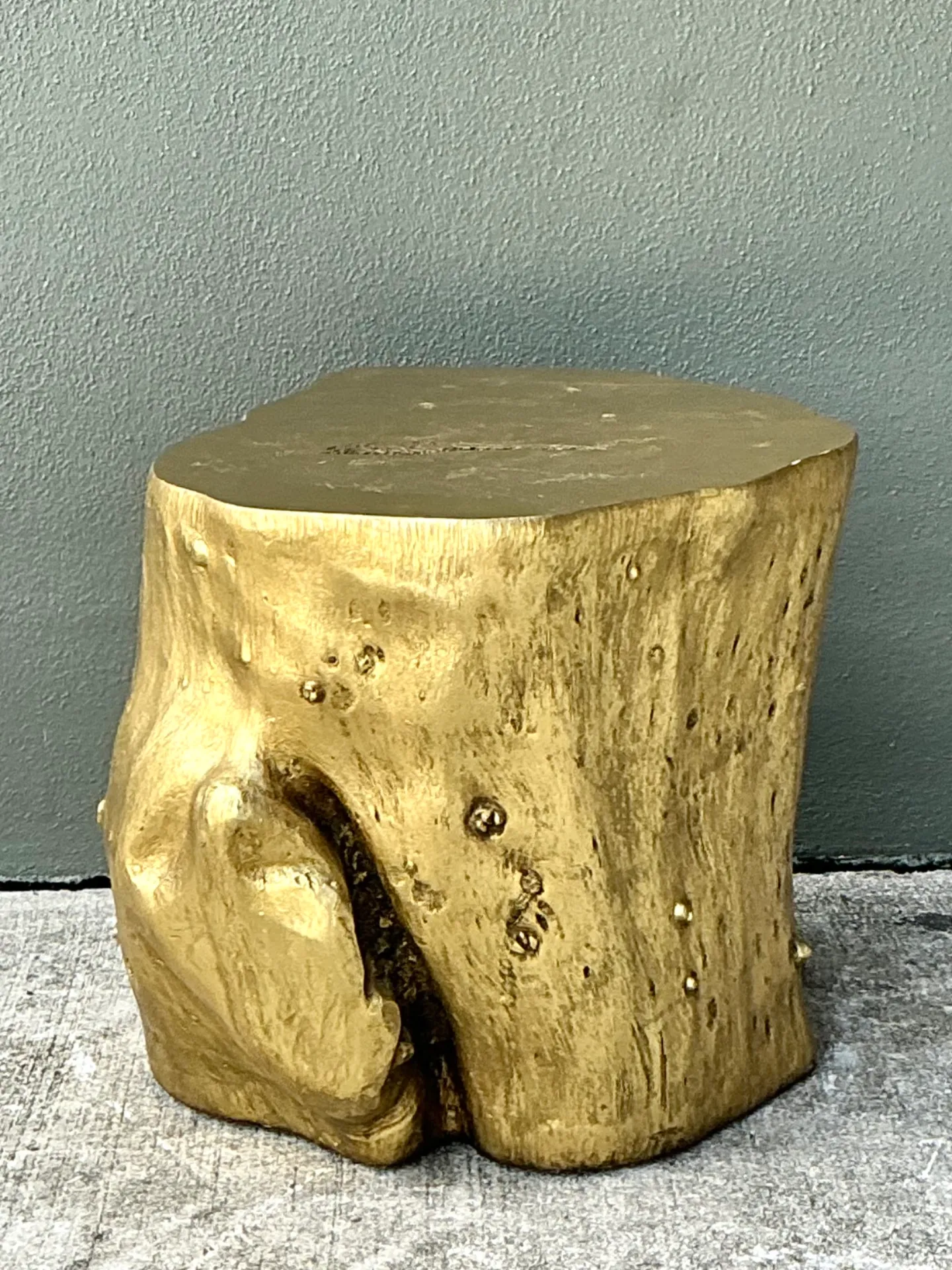 Vintage Gold Tree Trunk Side Table — additional photo 2