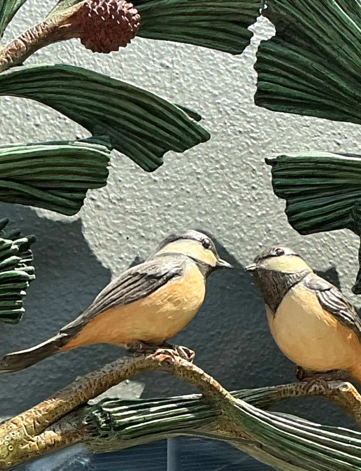 Vintage Carvers Guild “Chickadees In Pine Bough” Mirror — additional photo 3
