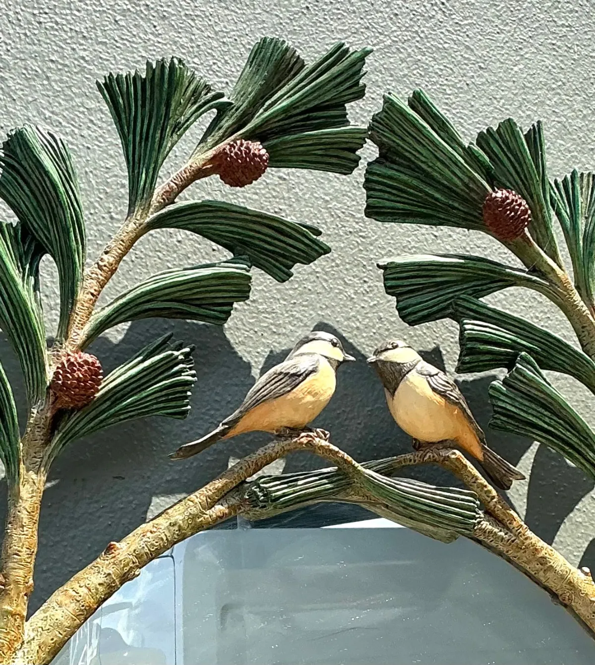 Vintage Carvers Guild “Chickadees In Pine Bough” Mirror — additional photo 5