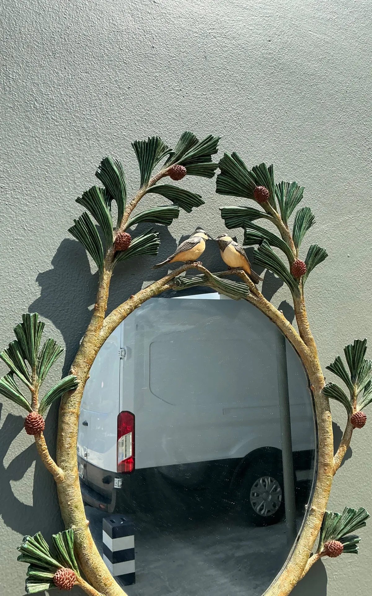 Vintage Carvers Guild “Chickadees In Pine Bough” Mirror — additional photo 7