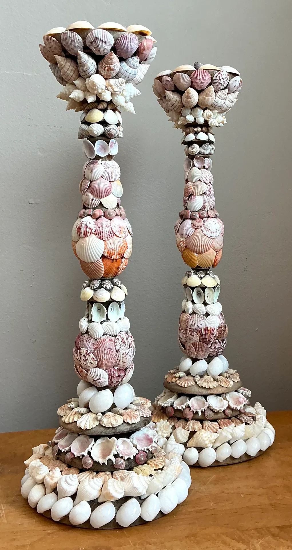 Vintage Shell Encrusted Candle Holders - Pair — additional photo 5