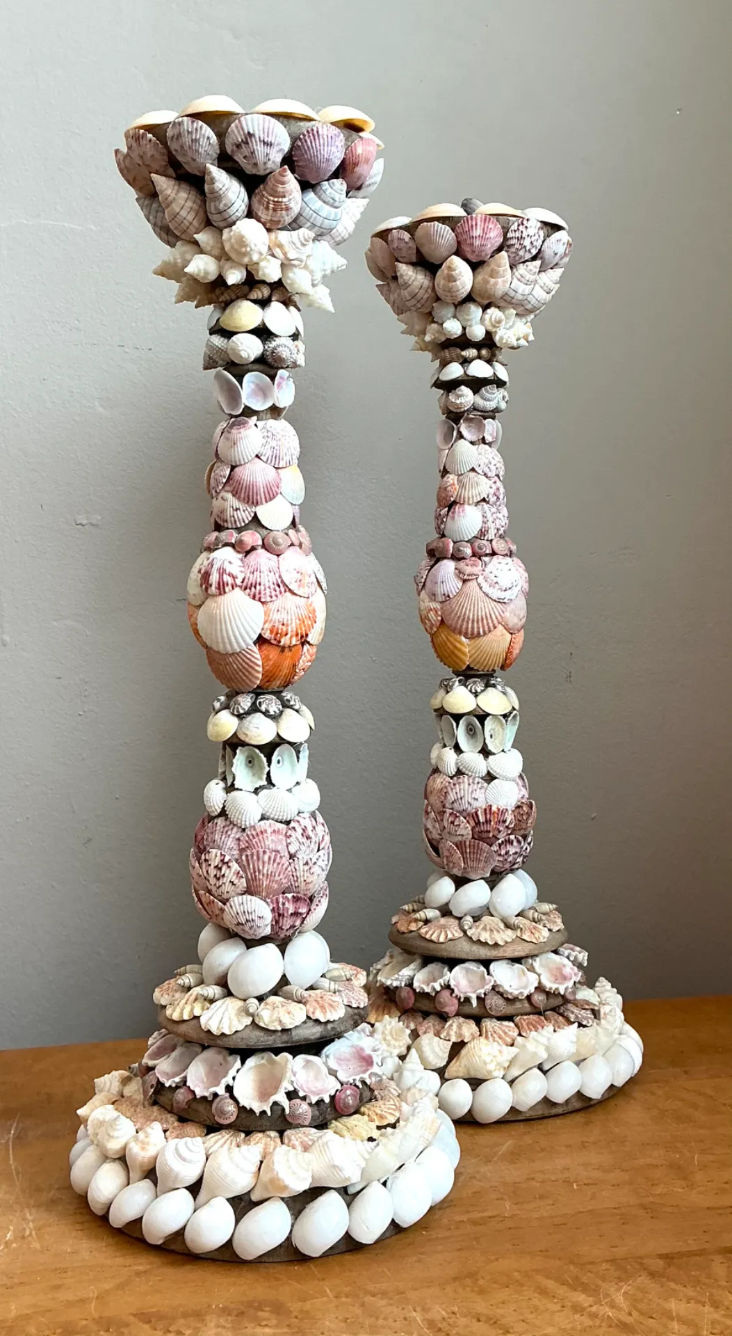 Vintage Shell Encrusted Candle Holders - Pair — additional photo 7