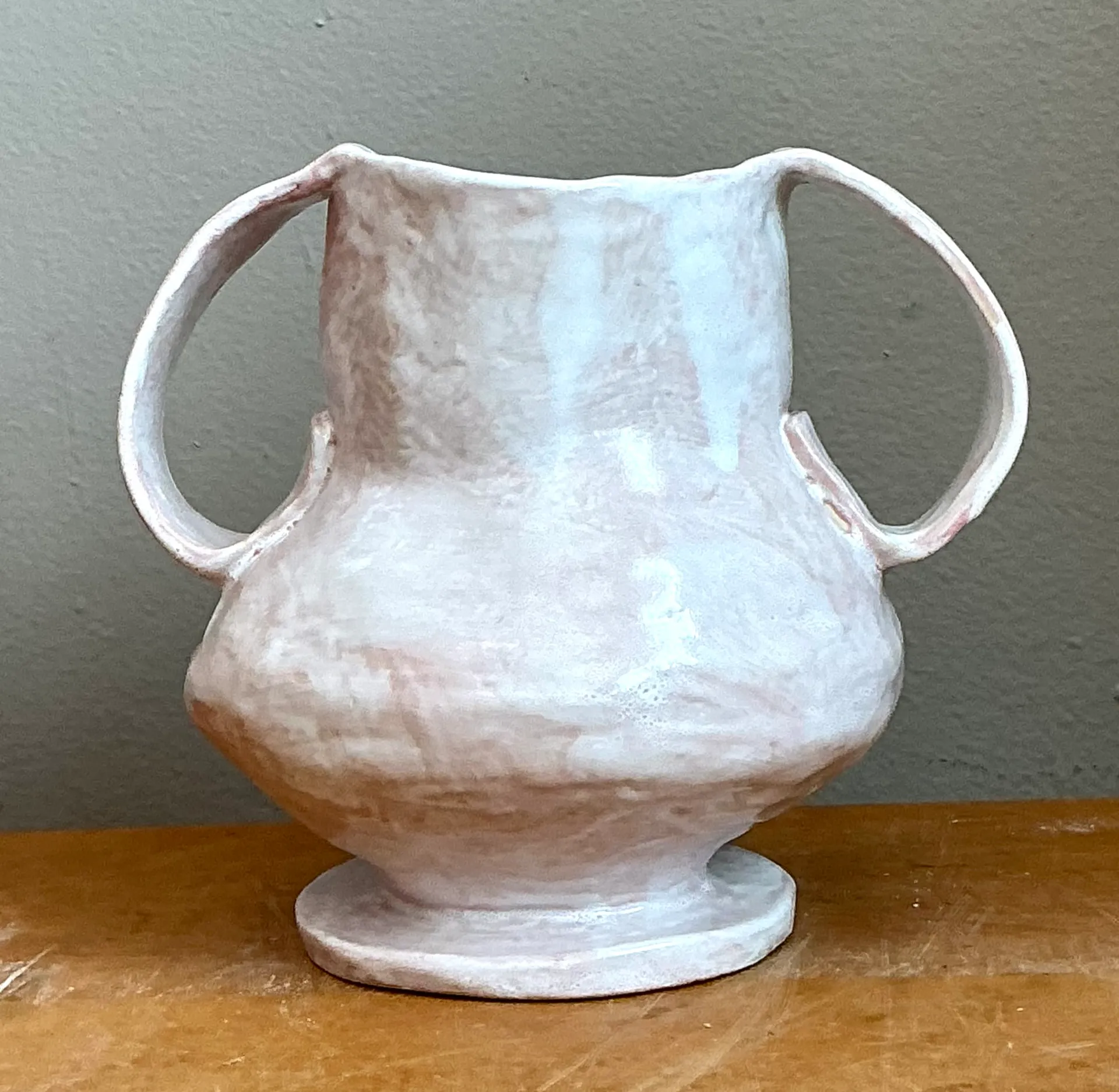 Vintage Ceramic Biomorphic Double Handle Vase — additional photo 8