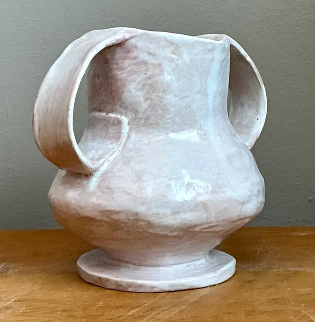 Vintage Ceramic Biomorphic Double Handle Vase — additional photo 4