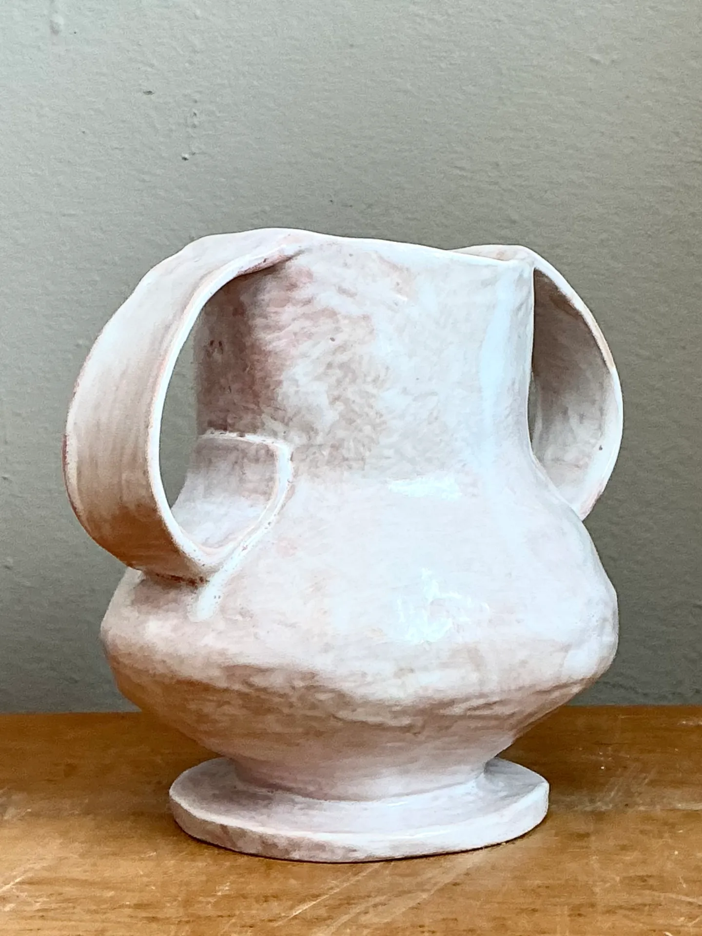 Vintage Ceramic Biomorphic Double Handle Vase — additional photo 2