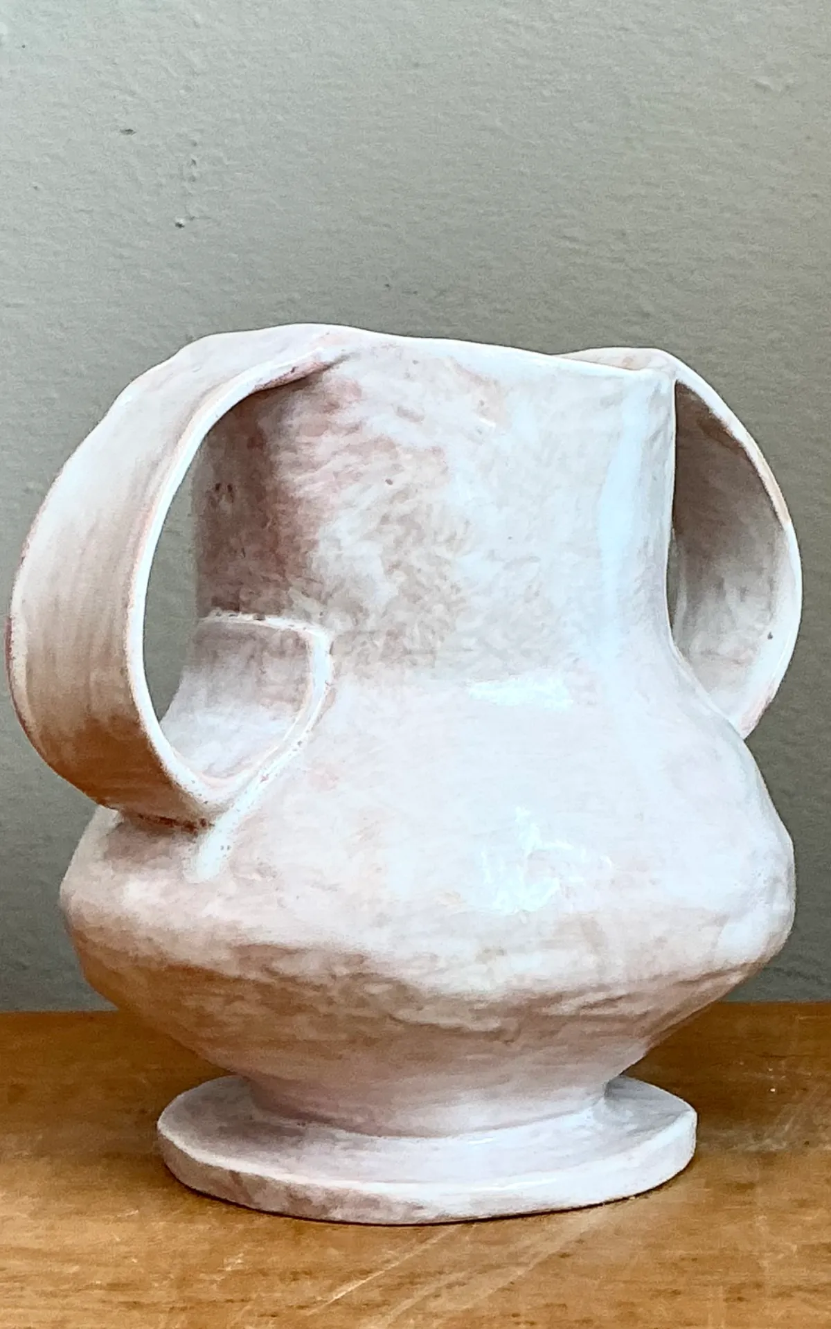Vintage Ceramic Biomorphic Double Handle Vase — additional photo 2