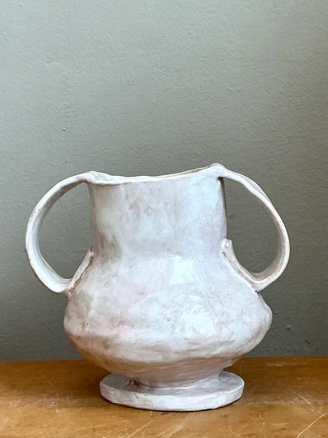 Vintage Ceramic Biomorphic Double Handle Vase — additional photo 1
