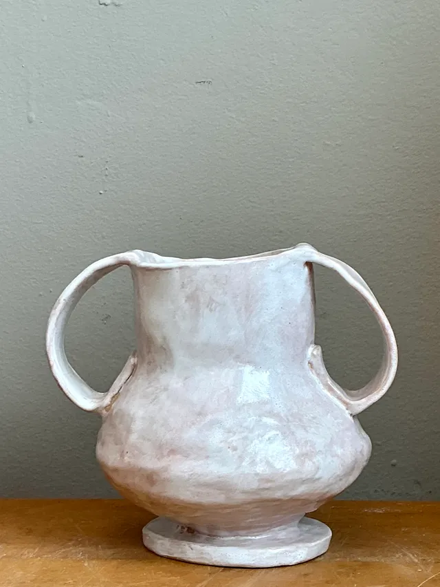 Vintage Ceramic Biomorphic Double Handle Vase — additional photo 7